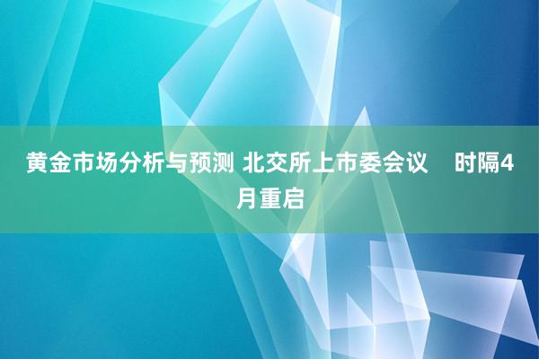 黄金市场分析与预测 北交所上市委会议    时隔4月重启