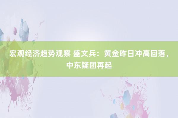 宏观经济趋势观察 盛文兵：黄金昨日冲高回落，中东疑团再起