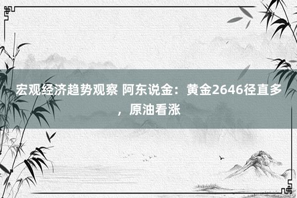 宏观经济趋势观察 阿东说金：黄金2646径直多，原油看涨