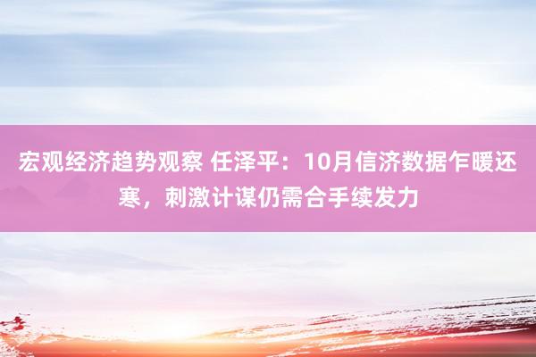 宏观经济趋势观察 任泽平：10月信济数据乍暖还寒，刺激计谋仍需合手续发力