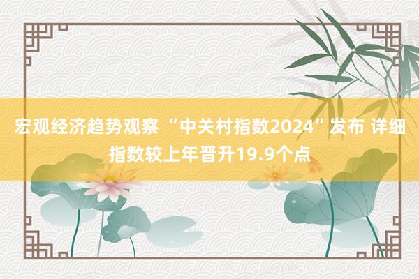 宏观经济趋势观察 “中关村指数2024”发布 详细指数较上年晋升19.9个点