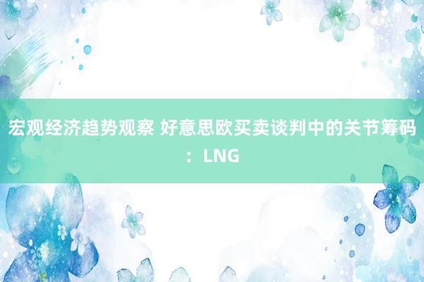 宏观经济趋势观察 好意思欧买卖谈判中的关节筹码：LNG