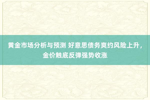 黄金市场分析与预测 好意思债务爽约风险上升，金价触底反弹强势收涨