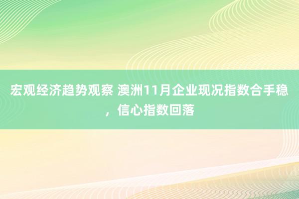 宏观经济趋势观察 澳洲11月企业现况指数合手稳，信心指数回落