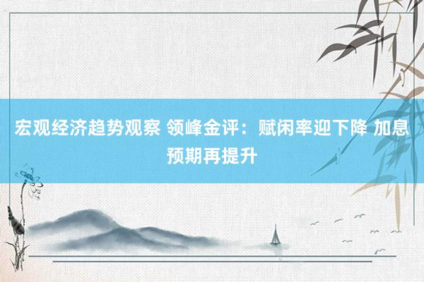 宏观经济趋势观察 领峰金评：赋闲率迎下降 加息预期再提升