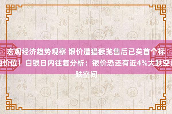 宏观经济趋势观察 银价遭猖獗抛售后已矣首个标的价位！白银日内往复分析：银价恐还有近4%大跌空间