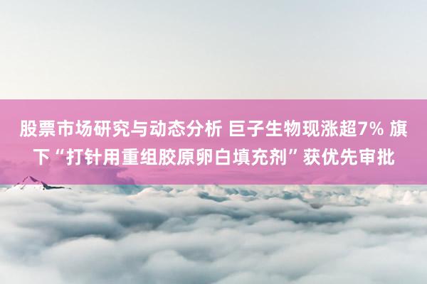 股票市场研究与动态分析 巨子生物现涨超7% 旗下“打针用重组胶原卵白填充剂”获优先审批