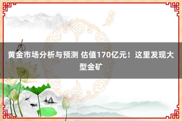 黄金市场分析与预测 估值170亿元！这里发现大型金矿