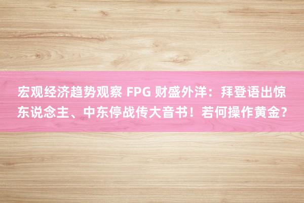 宏观经济趋势观察 FPG 财盛外洋：拜登语出惊东说念主、中东停战传大音书！若何操作黄金？