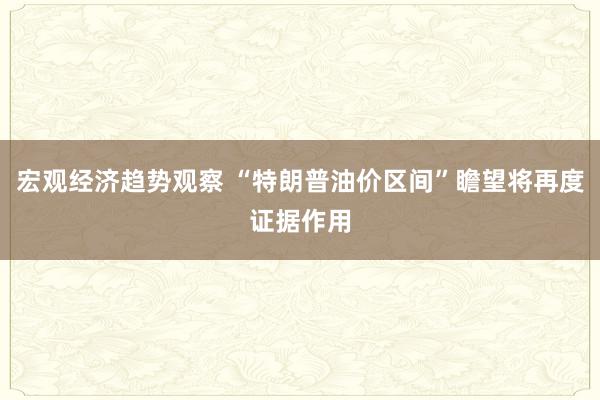 宏观经济趋势观察 “特朗普油价区间”瞻望将再度证据作用