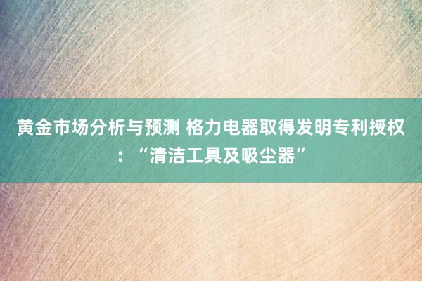 黄金市场分析与预测 格力电器取得发明专利授权：“清洁工具及吸尘器”