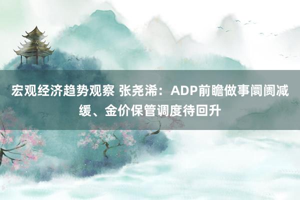 宏观经济趋势观察 张尧浠：ADP前瞻做事阛阓减缓、金价保管调度待回升