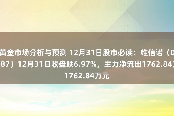 黄金市场分析与预测 12月31日股市必读：维信诺（002387）12月31日收盘跌6.97%，主力净流出1762.84万元