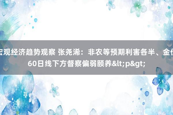 宏观经济趋势观察 张尧浠：非农等预期利害各半、金价60日线下方督察偏弱颐养<p>