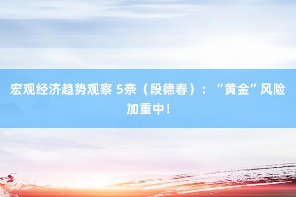 宏观经济趋势观察 5奈（段德春）：“黄金”风险加重中！