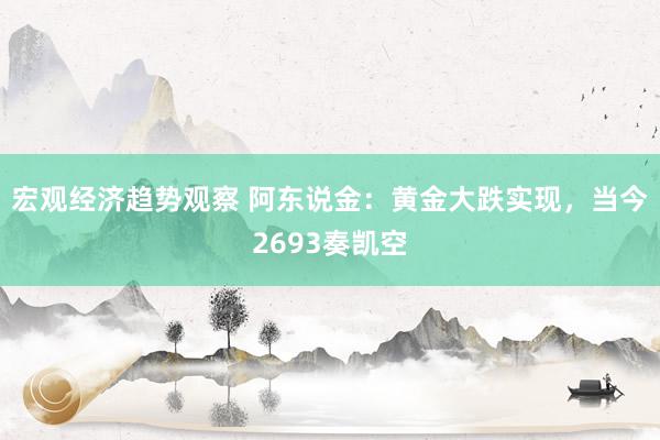 宏观经济趋势观察 阿东说金：黄金大跌实现，当今2693奏凯空