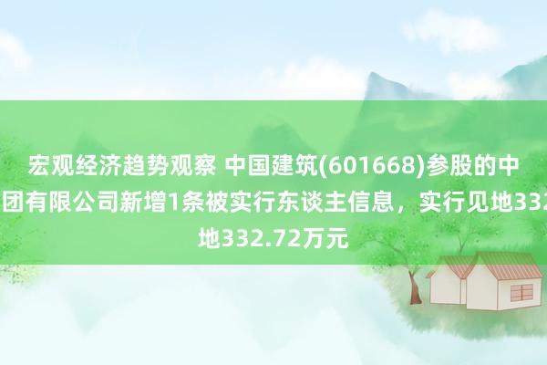 宏观经济趋势观察 中国建筑(601668)参股的中建路桥集团有限公司新增1条被实行东谈主信息，实行见地332.72万元