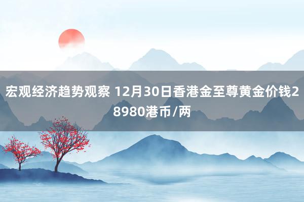 宏观经济趋势观察 12月30日香港金至尊黄金价钱28980港币/两