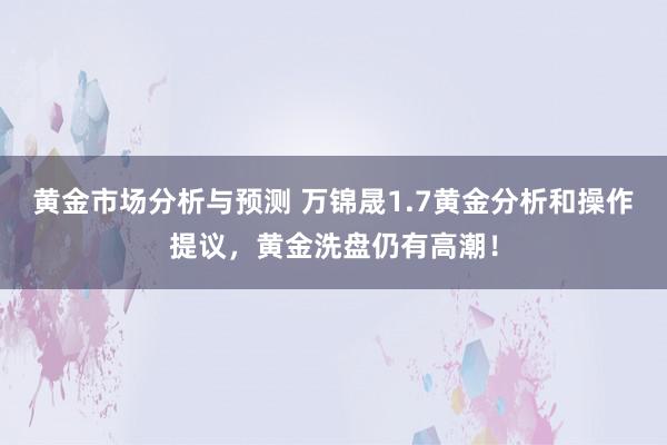 黄金市场分析与预测 万锦晟1.7黄金分析和操作提议，黄金洗盘仍有高潮！