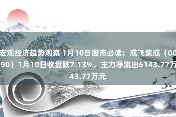 宏观经济趋势观察 1月10日股市必读：成飞集成（002190）1月10日收盘跌7.13%，主力净流出6143.77万元