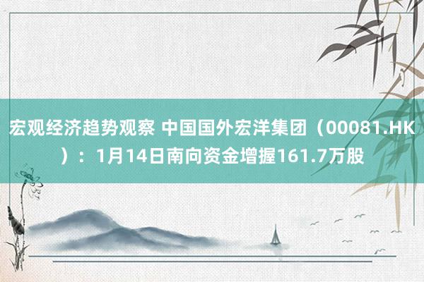 宏观经济趋势观察 中国国外宏洋集团（00081.HK）：1月14日南向资金增握161.7万股