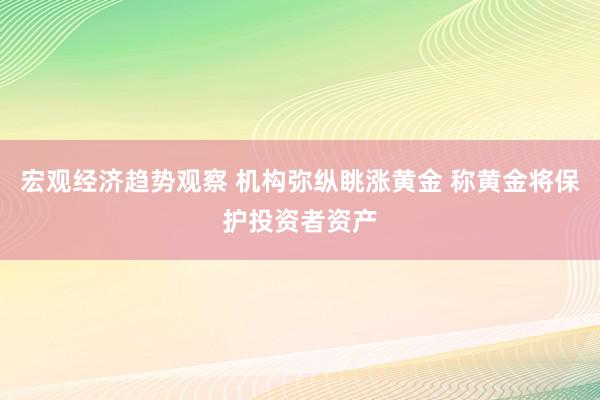 宏观经济趋势观察 机构弥纵眺涨黄金 称黄金将保护投资者资产