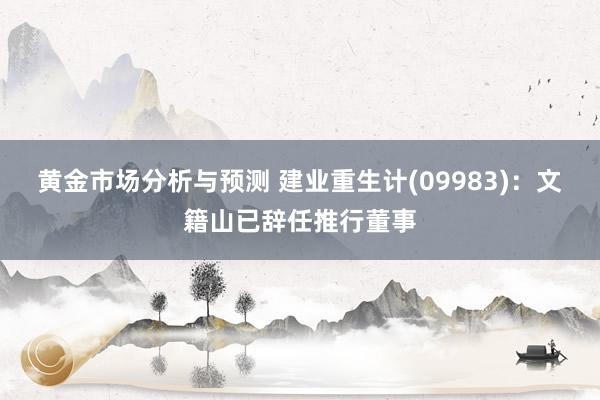 黄金市场分析与预测 建业重生计(09983)：文籍山已辞任推行董事