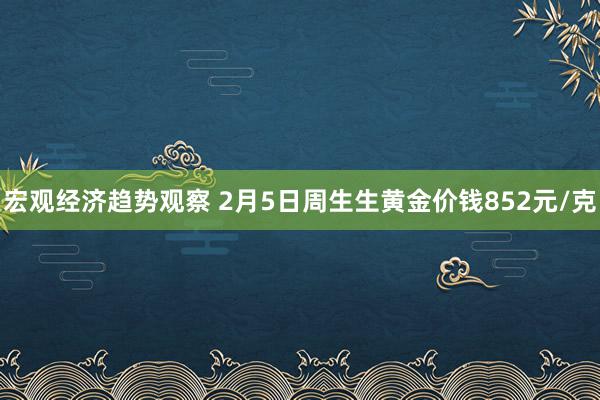 宏观经济趋势观察 2月5日周生生黄金价钱852元/克