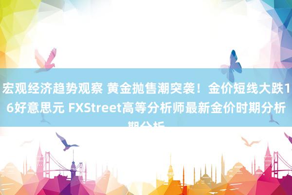 宏观经济趋势观察 黄金抛售潮突袭！金价短线大跌16好意思元 FXStreet高等分析师最新金价时期分析