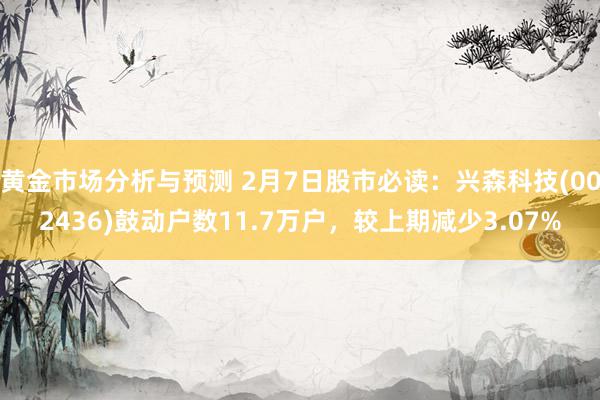 黄金市场分析与预测 2月7日股市必读：兴森科技(002436)鼓动户数11.7万户，较上期减少3.07%