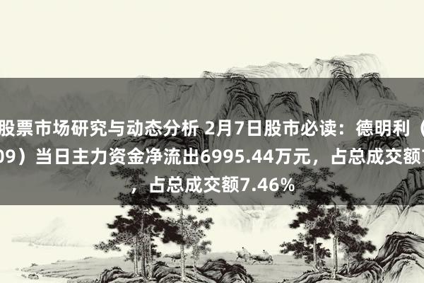 股票市场研究与动态分析 2月7日股市必读：德明利（001309）当日主力资金净流出6995.44万元，占总成交额7.46%