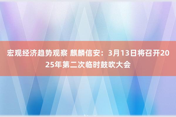 宏观经济趋势观察 麒麟信安：3月13日将召开2025年第二次临时鼓吹大会