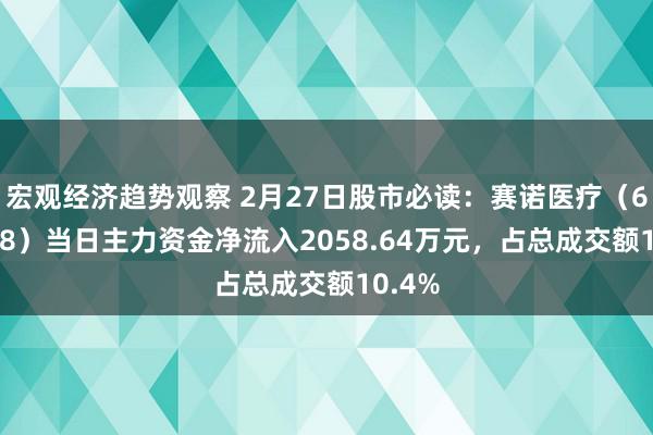 宏观经济趋势观察 2月27日股市必读：赛诺医疗（688108）当日主力资金净流入2058.64万元，占总成交额10.4%