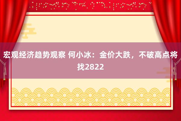 宏观经济趋势观察 何小冰：金价大跌，不破高点将找2822