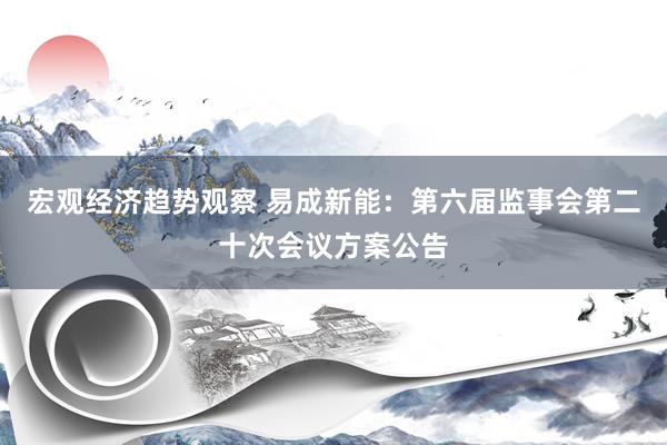 宏观经济趋势观察 易成新能：第六届监事会第二十次会议方案公告