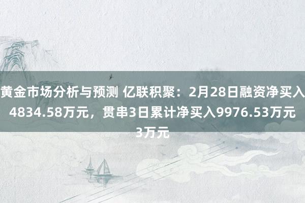 黄金市场分析与预测 亿联积聚：2月28日融资净买入4834.58万元，贯串3日累计净买入9976.53万元