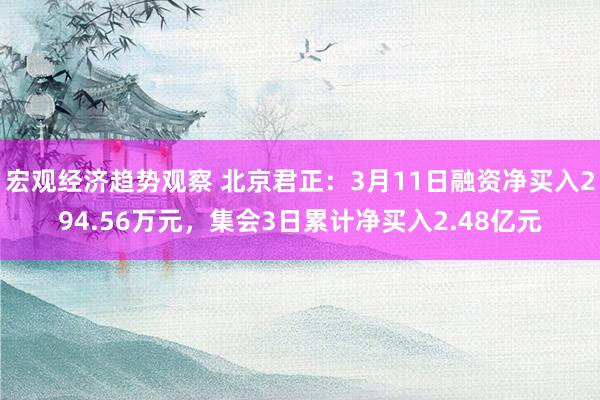 宏观经济趋势观察 北京君正：3月11日融资净买入294.56万元，集会3日累计净买入2.48亿元