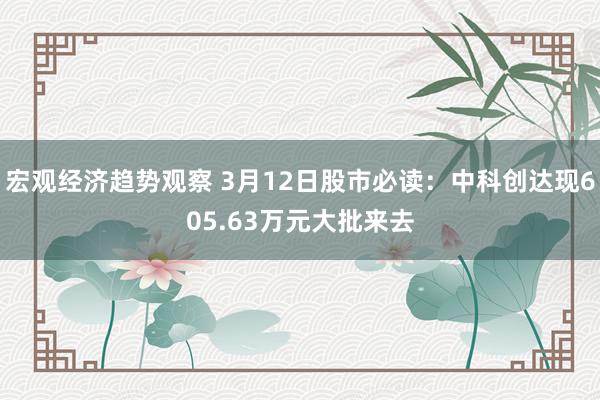 宏观经济趋势观察 3月12日股市必读：中科创达现605.63万元大批来去