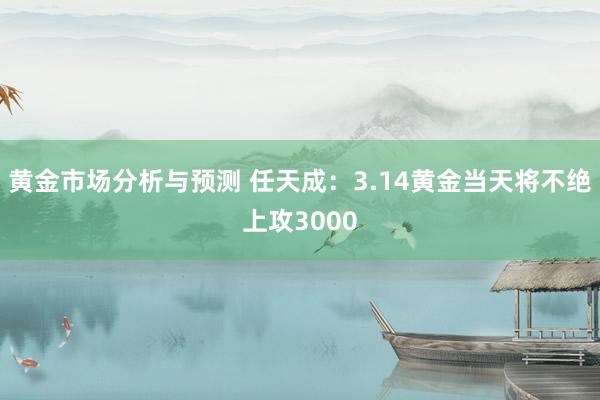 黄金市场分析与预测 任天成：3.14黄金当天将不绝上攻3000